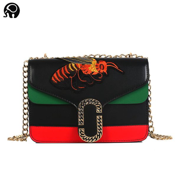 

2018 new women bags fashion mini embroidery shoulder bag ladies bee embroidered handbags small lock crossbody bag bolsa feminina