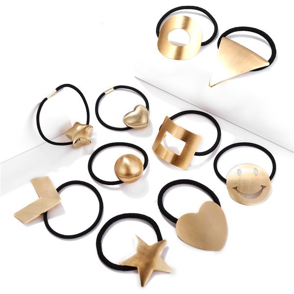 

17mile 2019 geometric metal elastic headbands for women girls cute fashion heart star headband diy hairwear jewelry accessories, Golden;white