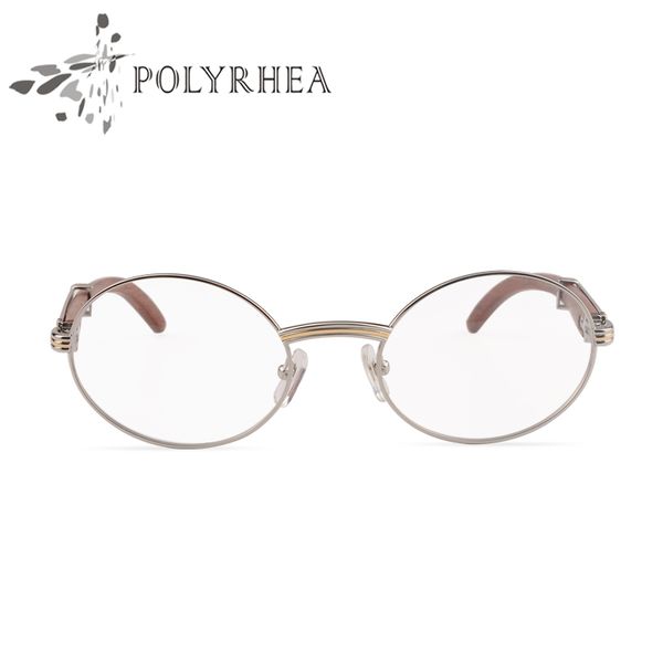 Venda por atacado-Hot Madeira Eyewear dos espetáculos Original Metal Frame Moda Masculina armações de óculos Vidros do olho de madeira redonda com caixa e Casos