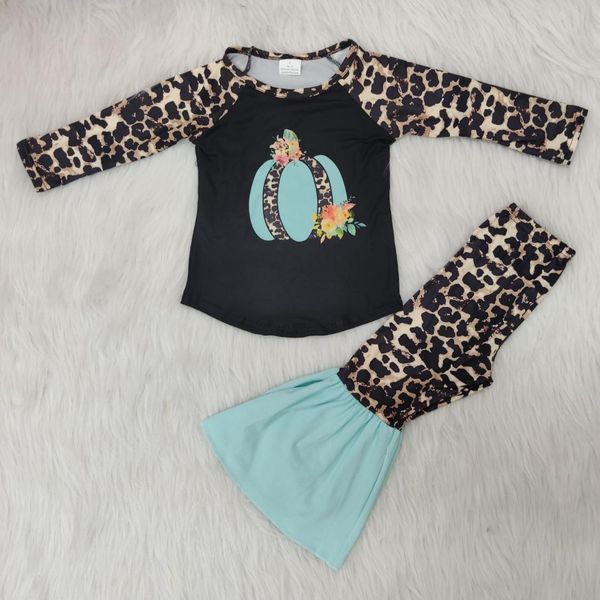 

тыква трафаретная печать барс клеш брюки девочек набор детский бутик одежды, White