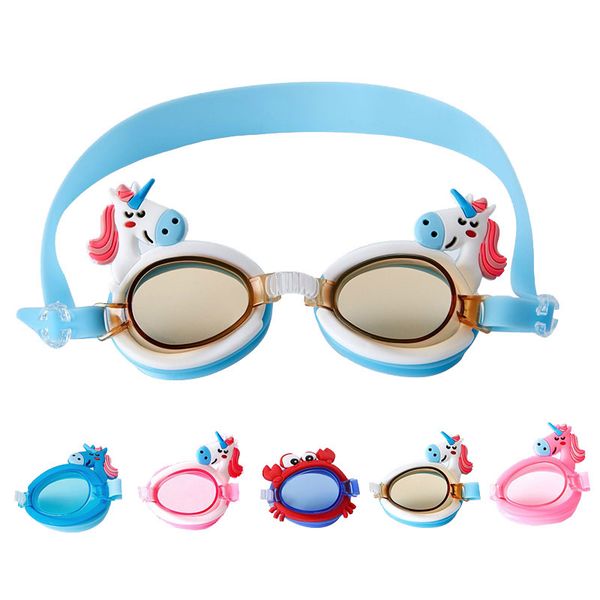 

cute waterproof anti-fog children swimming goggles cartoon animal decor adjustable swimming glasses summer pool tools