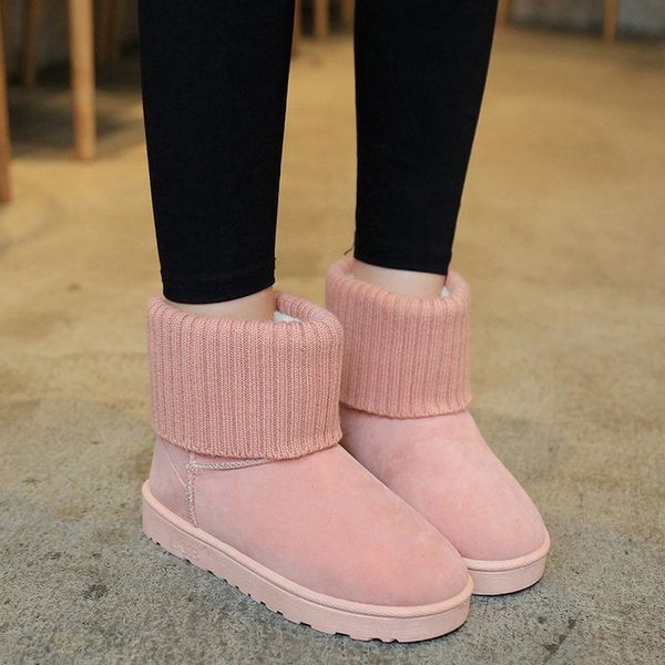 

shoes woman frosted new wool mouth flat bottom wearing plush short tube cotton anti-skid winter women bootsshoes boots, Black