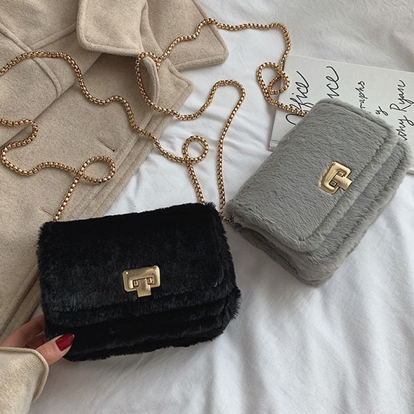 

doranmi fur flap shoulder bags for women 2019 buckle solid chain strap bag female autumn fur crossbody bag bolsos mujer bg163