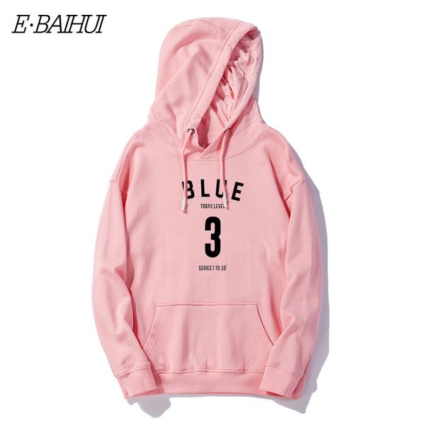 

e-baihui 2019 new arrival spring mens hoodies casual style letter&number pullover hoodies male wt010, Black