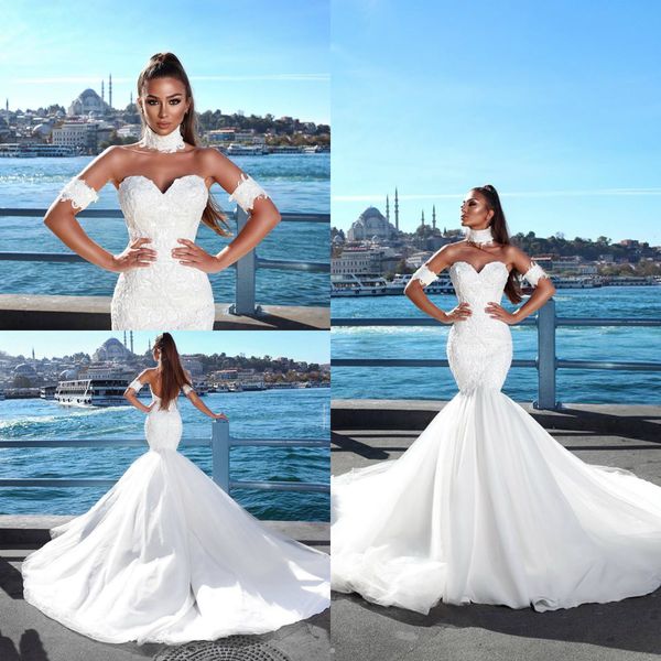 

2019 пляж свадебные платья милая кружева аппликации чешский русалка свадебные платья дубай роскошный сексуальный спинки boho свадебное плать, White