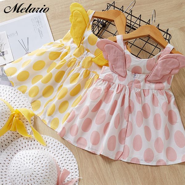 

summer infant baby girls dress cute girl kids dot print floral birthday party princess dress with hat 2pcs little girl clothes, Red;yellow