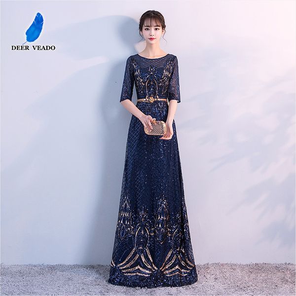 

deerveado a line o neck sequins evening dress long formal dress evening party gown qy106, White;black
