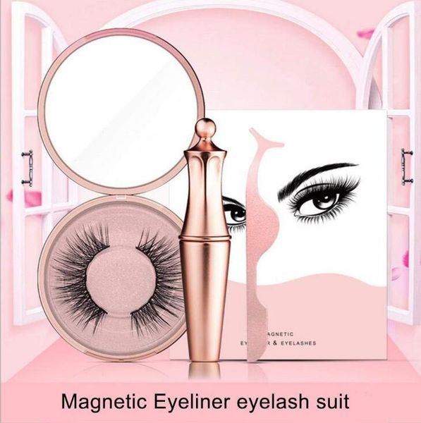 

2022 agnetic liquid eyeliner & magnetic false eyelashes tweezer set magnet set glue make up tools 3 drop
