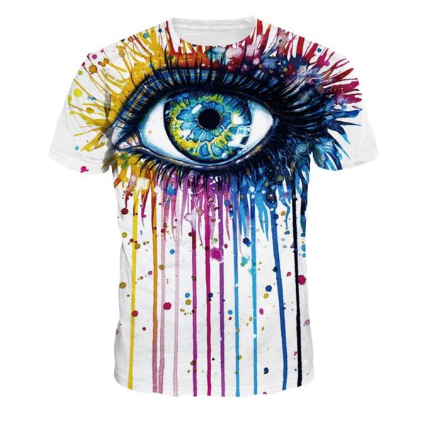 

2020 lover colorful t-shirt summer fashion 3d print eye short sleeve loose men male o-neck casual women tees na282, White;black