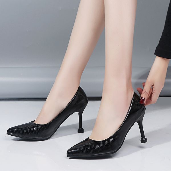 

2019 new female spring autumn women's dress handmade sleeve shoes high thin heels fashion shoes round toe elegant ladies, Black;white