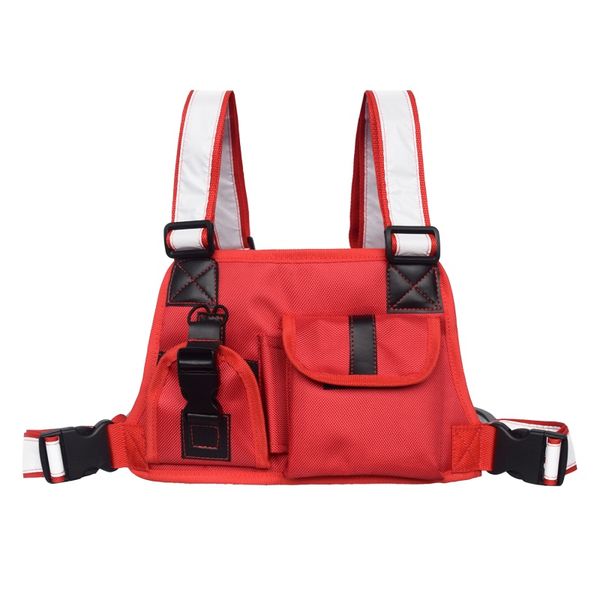 

tactical vest chest bag for men reflective strap harness radio front chest package bag holster rig vest