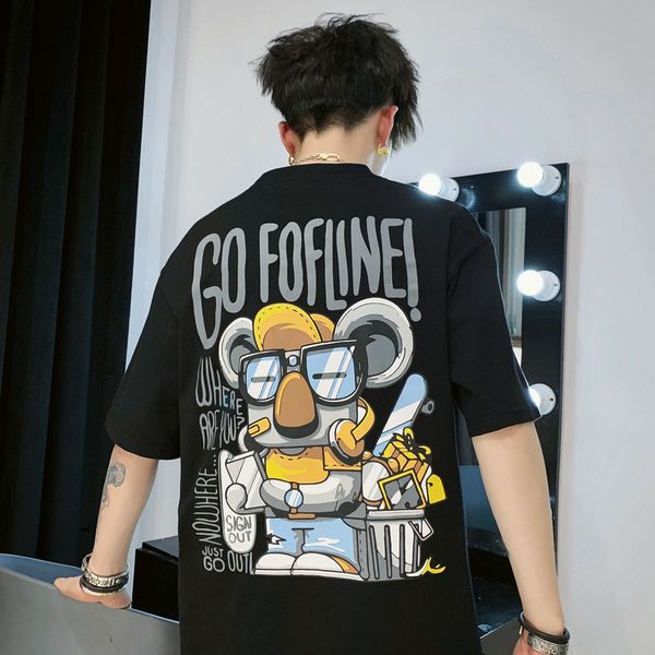 

men's 2020 t-shirt fashion men's loose fashion men's t-shirt, White;black