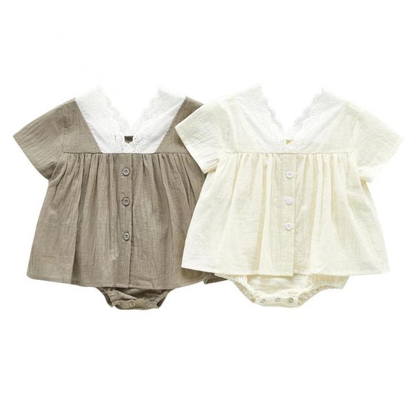 

2020 summer newborn baby girls printed bodysuits short sleeve toddlers clothes cute v-collar infants jumpsuits, Blue