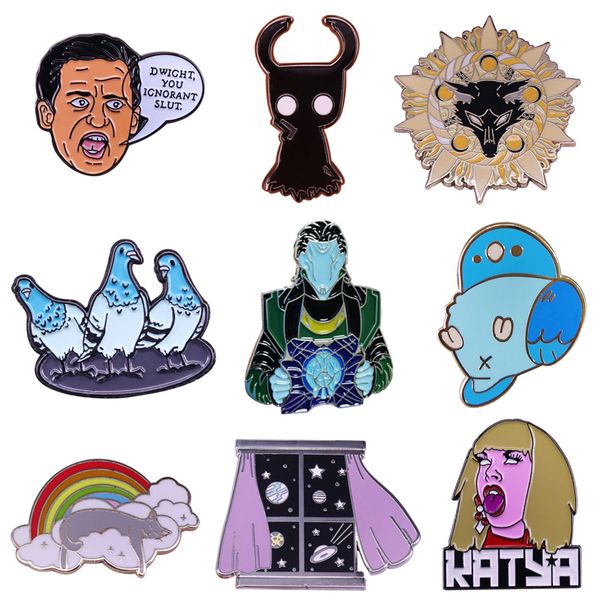 

k2097 cute bird cartoon metal enamel pins and brooches for women men lapel pin backpack badge denim brooch collar jewelry 1 pcs, Gray