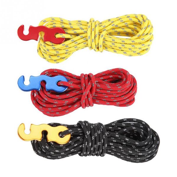 

3mm reflective tent wind rope 4pcs/lot outdoor sun shelter awning camping windproof tent rope with buckle hook tent accessories