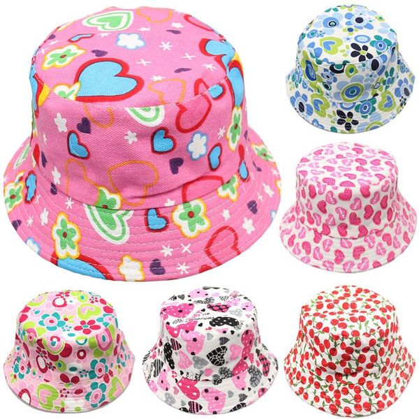 

2-6 лет детские hat sunbonnet шлемов sun fisherman caps цветочные печати touca младенца детей infant bebés дети весна лето осень uebwz, Yellow