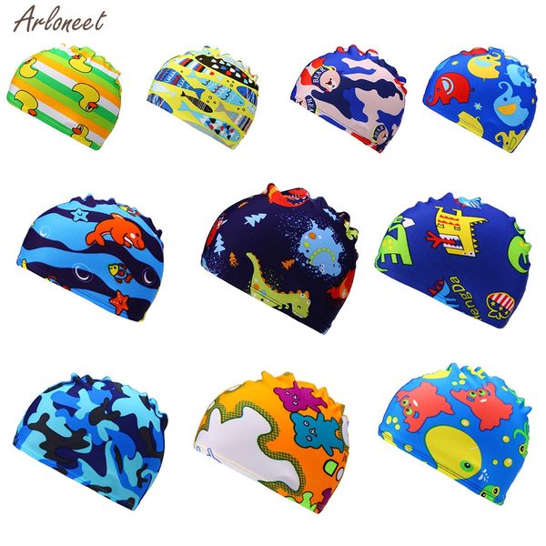 

children kids boy girl cartoon print swim waterproof swimming cap sports hat baby swimming cap children's kids hat 2019 new