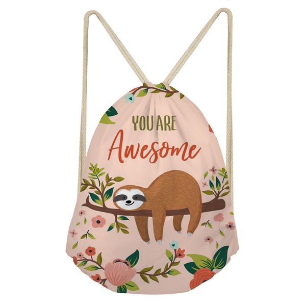 

coloranimal drawstring bags small teen girls school backpack 3d cartoon animal sloth printed drawstring backpack bolsa feminina