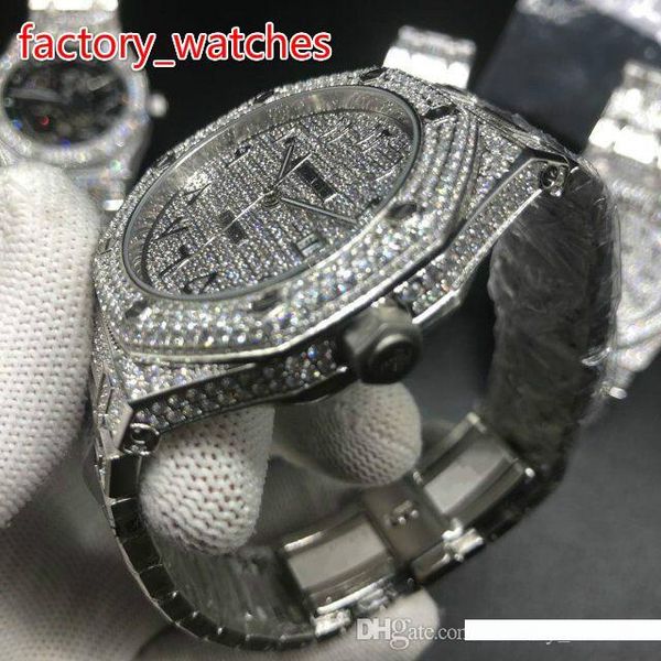 

arabic numbers diamonds watch shiny case 42mm automatic silver stainless steel glass back men's wristwatch arabic dials diamond watch, Slivery;brown