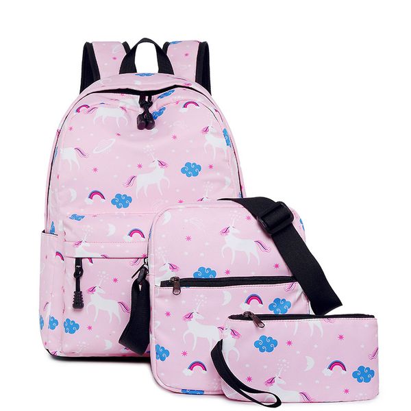 

3pcs/lot unicorn backpack female women school bags set for girl teenagers satchel female animal bagpack kids crossbody bag child