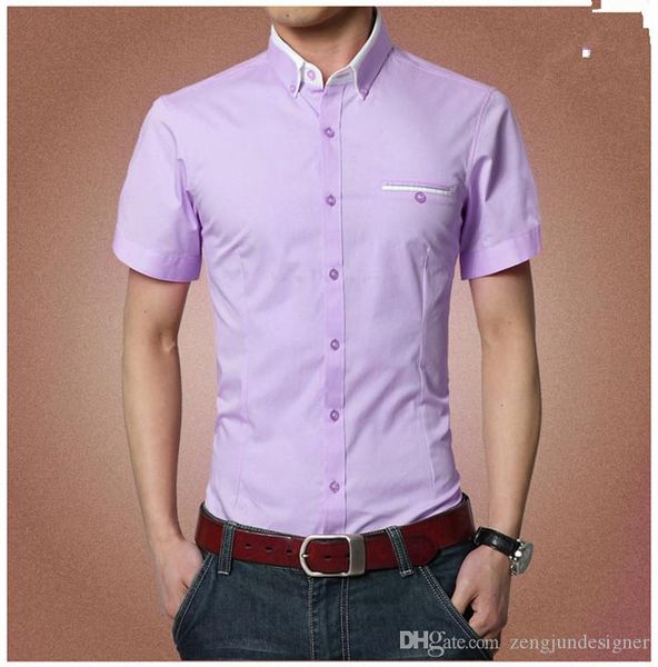 

mens businesss designer casual summer shirts short sleeve turn down collar homme clothing business style solid color casual apparel, White;black