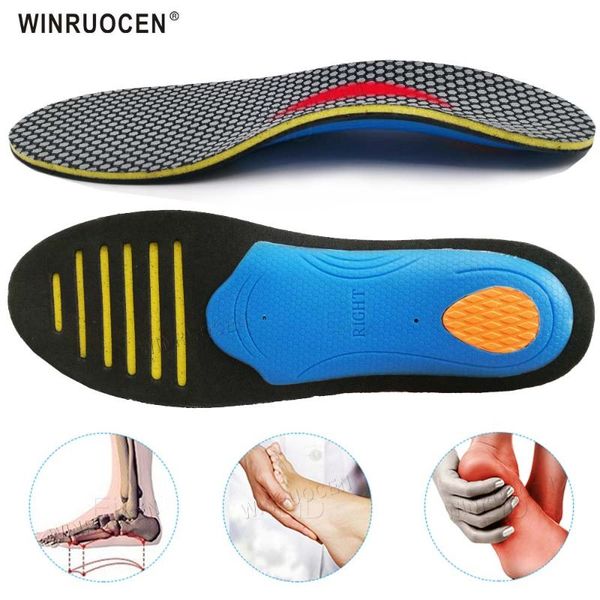 

winruocen flat feet insoles ortc arch support inserts orthopedic shoes insoles heel pain plantar fasciitis men woman insert, Black