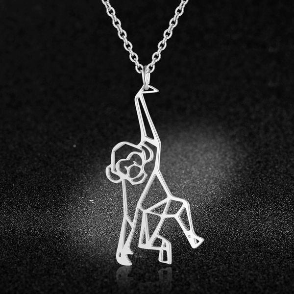 

lavixmia italy design 100% stainless steel happy monkey necklace for women super fashion animal pendant necklaces unique gift, Silver