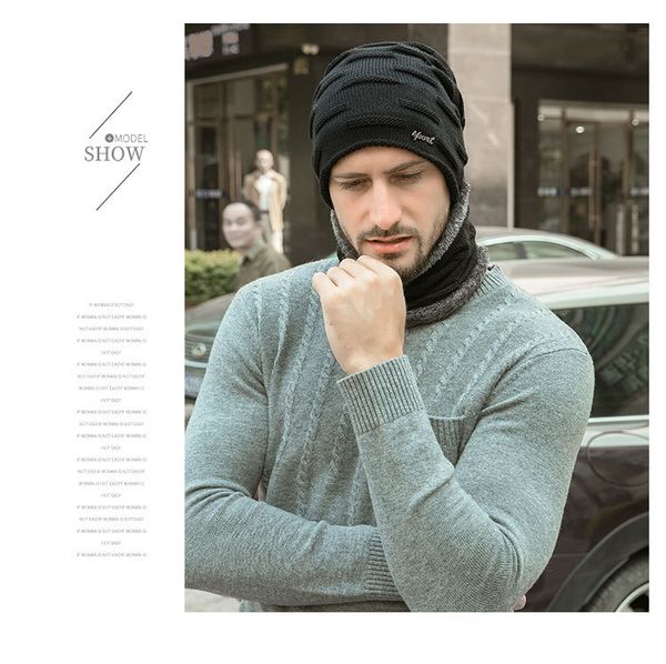 

зимние шапки шарфы наборы модные мужские наборы с шапками шарфы теплые осенние шляпы для мужчин с письмом повседневные шарфы оптовые продажи, Blue;gray