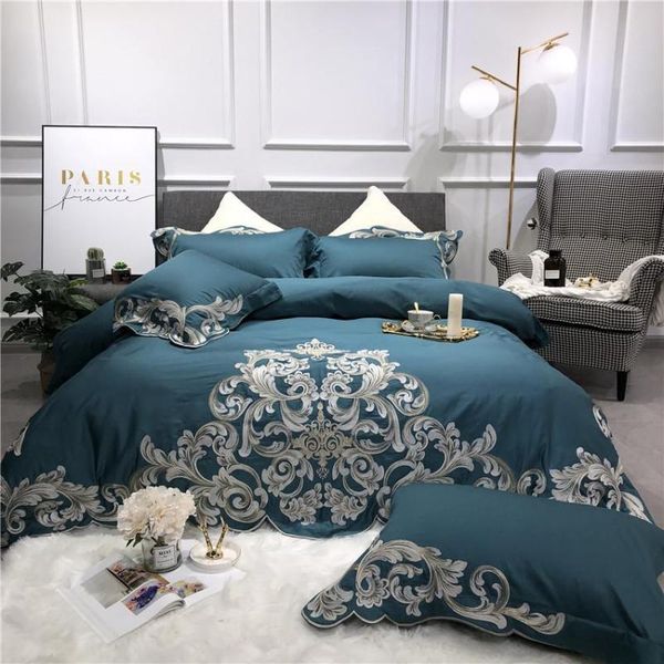 

egyptian cotton bedding set  king size bed sheets linen set embroidery bed duvet/quilt cover pillowcase