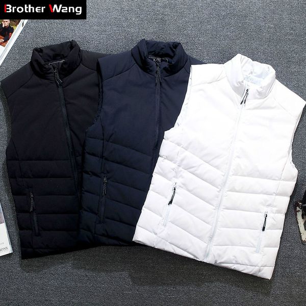 

autumn and winter new men's sleeveless vest 2019 new fashion casual white duck down jackets and coats male brand clothing, Black