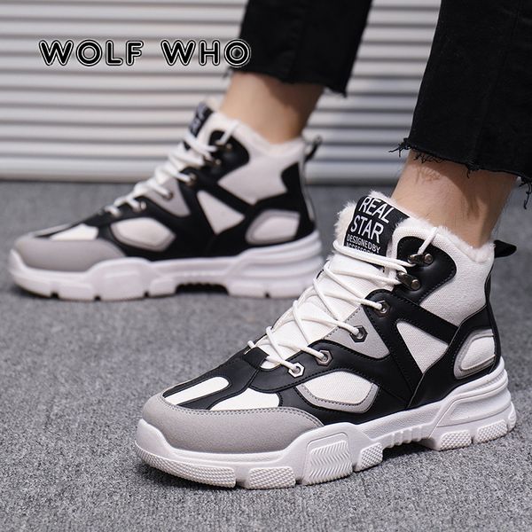 

new arrivals man sneakers plush snow boots brand platforms men's shoes non-slip winter boots men warm wholesale trainers x-045, Black