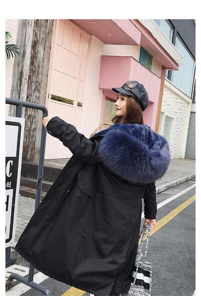 

winter fashion reversible faux fur hooded long coats thickened fleece warm womens outwear womens designer coat, Black