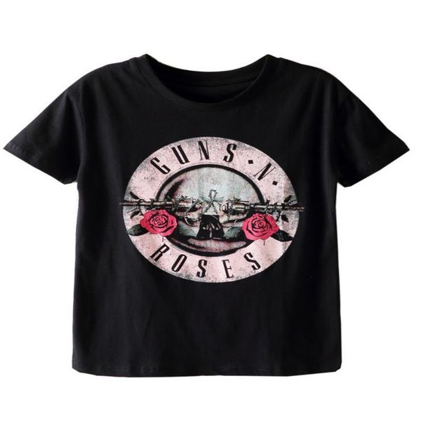 

black t shirt women gun n roses print t-shirt vintage rock cotton t-shirt short sleeve streetwear tumblr s-2xl, White