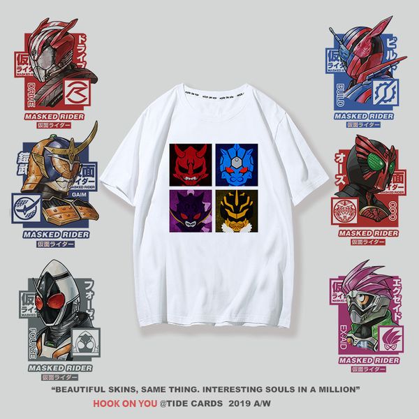 

heisei mask knight t shirt men and women short sleeve twenty anniversary king of time ringing ghost printing men and women t shirt clothes, White;black