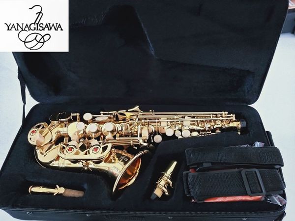 

yanagisawa s-991 curved neck bbtune lacquered gold brass soprano saxophone instrument for students with case gift