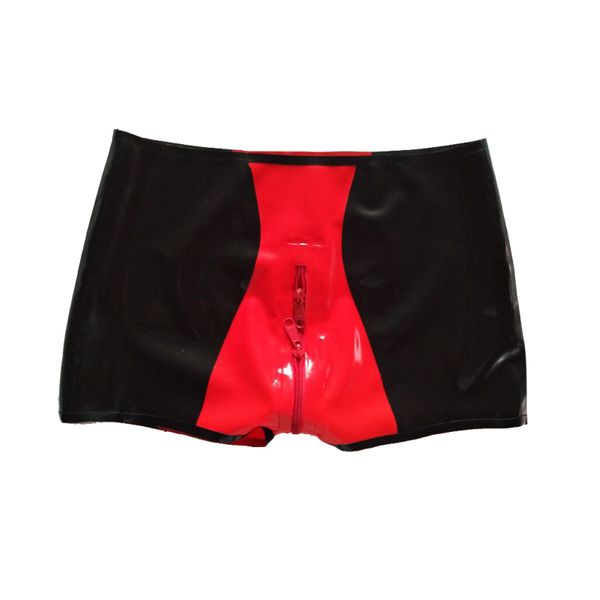 

latex 100% rubber red and black boxer shorts handsome underwear with zipper size xxs-xxl, Black;white