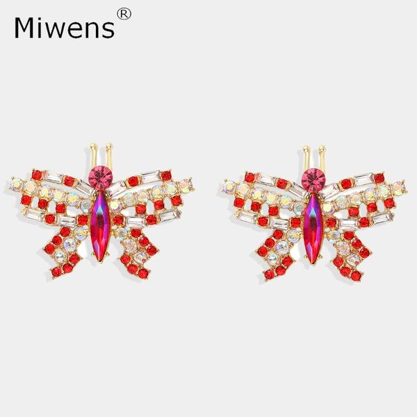

dangle & chandelier miwens colorful crystal butterfly earrings women animal statement hanging summer beach party pendant jewelry, Silver