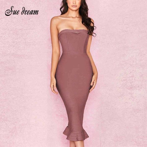

autumn bandage dress women's vestidos verano 2019 sleeveless strapless mermaid dress elegant celebrity party runway dress, Black;pink