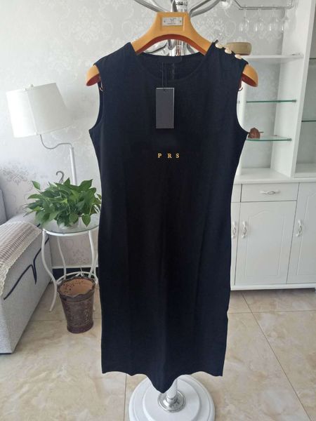 

2020 dresses for women summer brand sleeveless dress print letters with designer button one-piece skirt tee vestidos jing9050801 00, Black;gray
