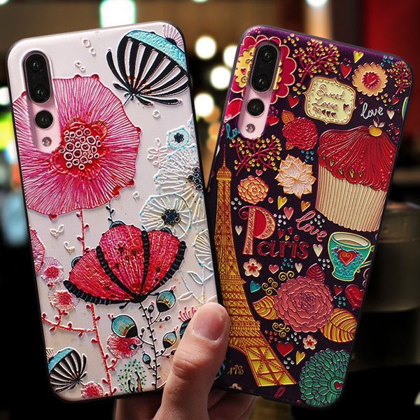 

silicone painted embossed tpu creative anti-fall phone case for iphone8 x xr xs iphonexs max huawei p20 p30 pro mate20x cell phone cases