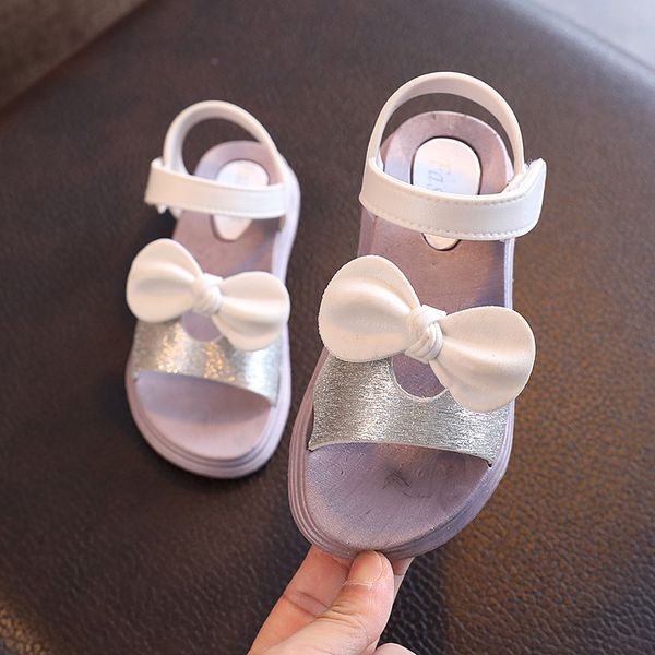 

casual bow-knot soft girls beach shoes kids toddler baby flats summer children's butterfly-knot princess open toe beach sandals, Black;red