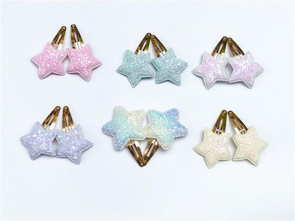 

boutique 12pairs fashion cute glitter star hairpins solid cartoon barrettes hair clips princess headwear hair accessories, Slivery;white