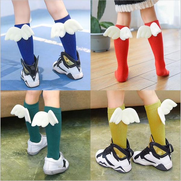 

baby socks kids angel wings sock princess dance anklet socks solid candy hosiery booties soft casual elastic socks creative calcetines a5419, Pink;yellow