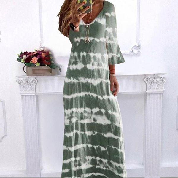 

2020 summer women dress tie dyed boho dress plus size beach vintage long mujer casual vestidos ladies maxi, White;black
