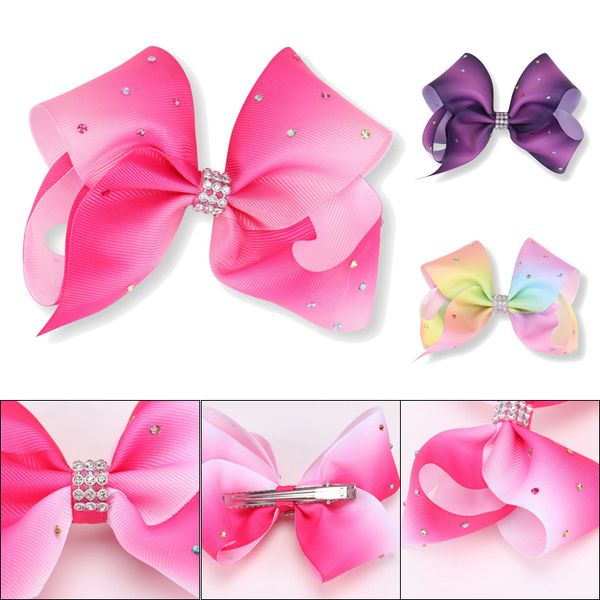 

jojo siwa hair bows jojo bows with clip hair accessories for girls 12cm large rainbow hair bow ss108, Slivery;white