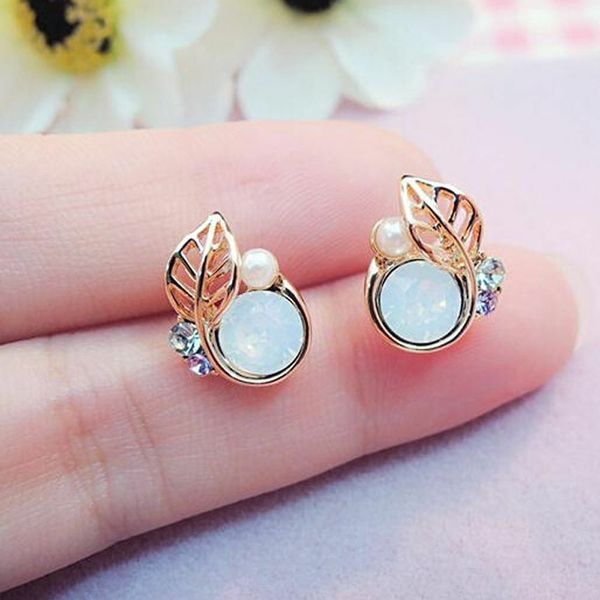 

новая мода кристалл rhinestone серьги малый прекрасные листья серег ювелирные изделия для девочек модные аксессуары партии, Golden;silver