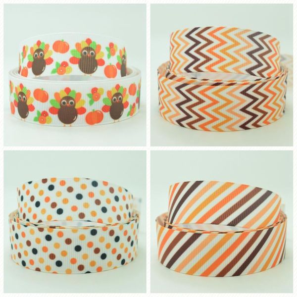 

16 22mm 38 50 75mm thanksgiving turkey cute printed grosgrain ribbon hair bow diy hair accessories party decoration 50 yards, Slivery;white