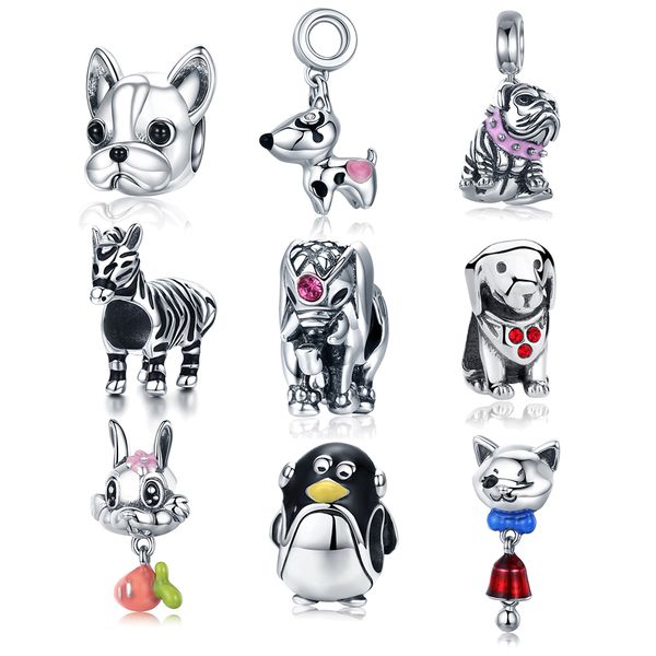 

wostu 100% real 925 sterling silver lovely animal beads charms fit bracelet necklace pendant authentic unique original jewelry
