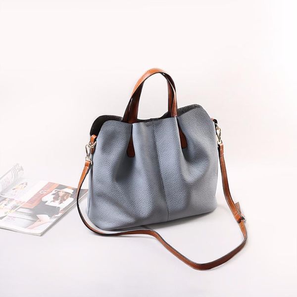 

genuine leather composite bags litchi grain handbags head layer cowhide women handbags portable shoulder messenger fold bags