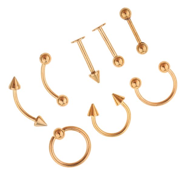 

8 штук нос лучный язык лучный друзка траг tragus ring beat piercing body ювелирные изделия 16g, Slivery;golden